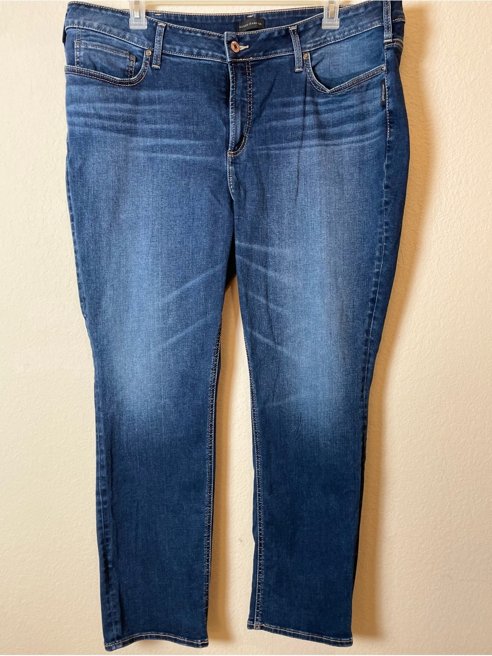 Silver Jeans Straight Leg Dark Wash Blue Denim